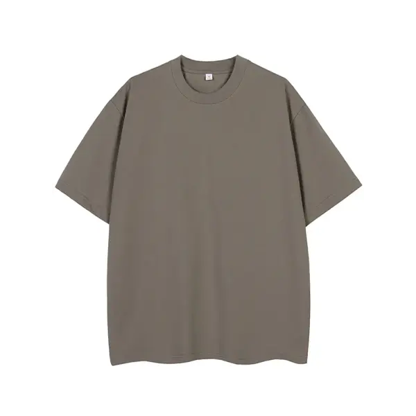 Men’s 260GSM Oversized T-Shirt – Korean Fashion Loose Fit Summer Solid Short Sleeve Unisex Tee - Brown / M