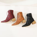 Women Pointed Toe High Heel Martin Boots