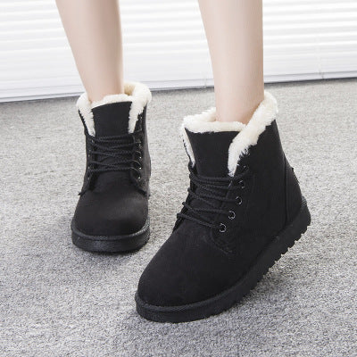 Suede Women Snow Boots with Artificial Wool Lining