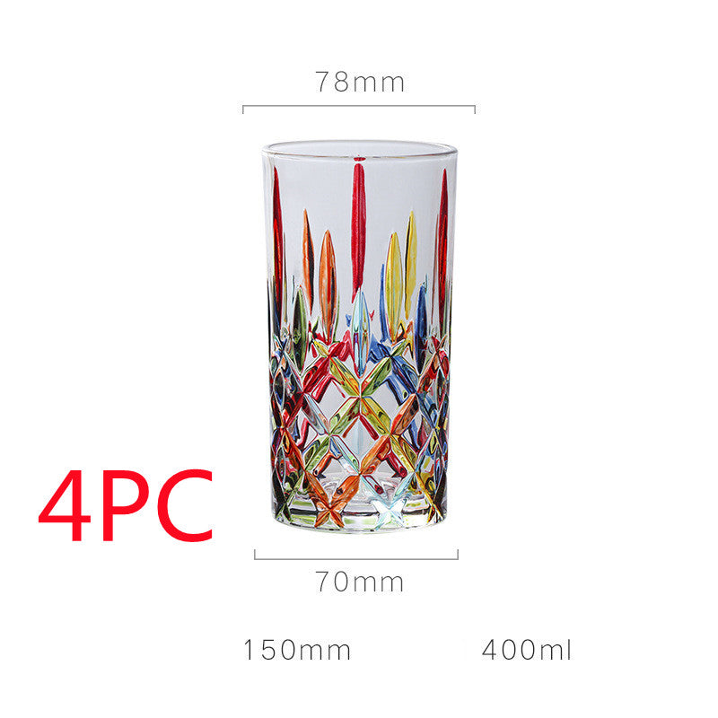 European Style New Enamel Whisky Glass With Colorful Woven Pattern - 8 Style / 4PCS - Hair Remover