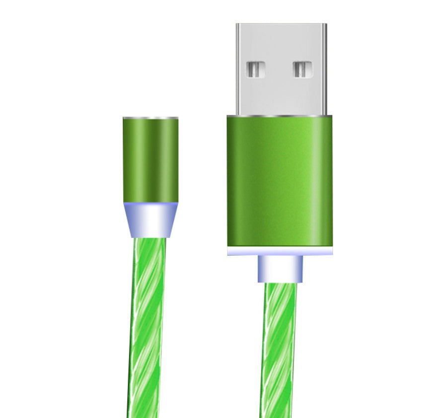 Compatible with Apple Flowing Ligh Magnetic Streamer Data Line Cable for Iphone Android Typec - Android / Green 2pcs
