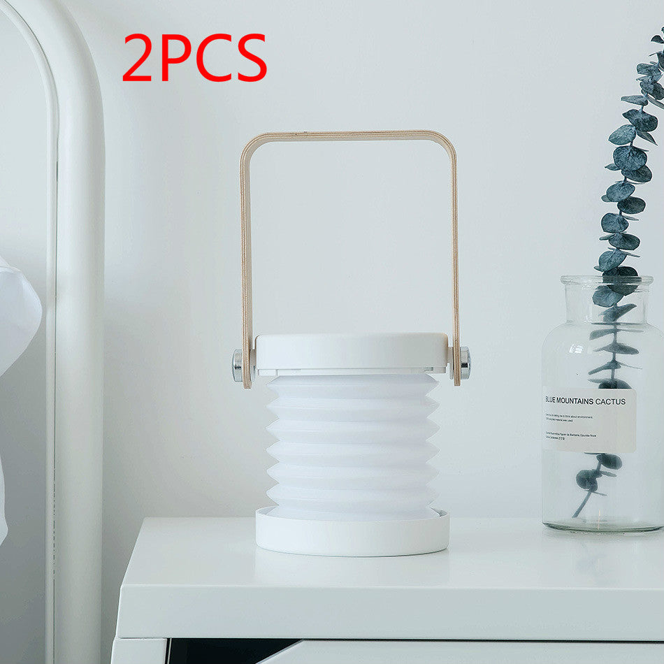 Foldable Touch Dimmable Reading LED Night Light Portable Lantern Lamp USB Rechargeable For Home Decor - White 2pcs