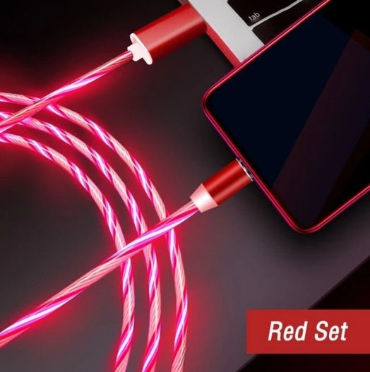 Compatible with Apple Flowing Ligh Magnetic Streamer Data Line Cable for Iphone Android Typec - Android / Red