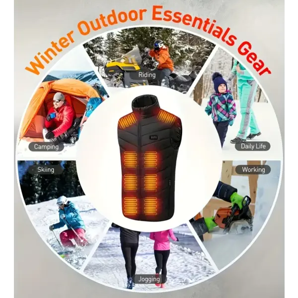 Heated Vest Jacket for Men & Women – Electric USB Winter Thermal Coat 28/9 Zone Body Warmer 6XL