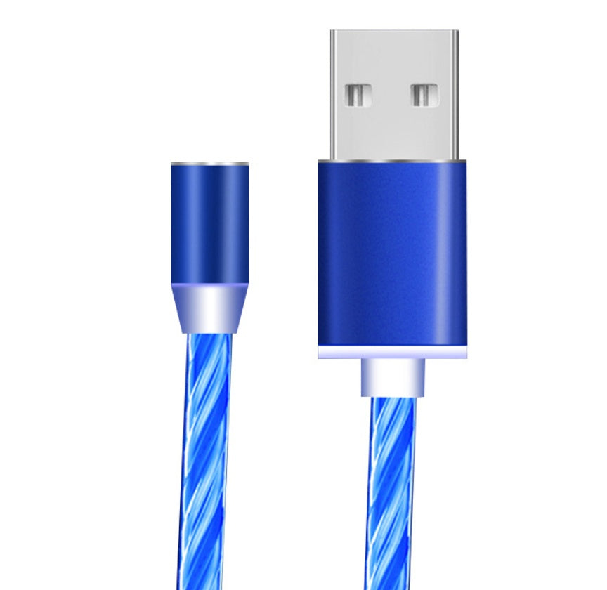 Compatible with Apple Flowing Ligh Magnetic Streamer Data Line Cable for Iphone Android Typec - Android / Blue 2pcs