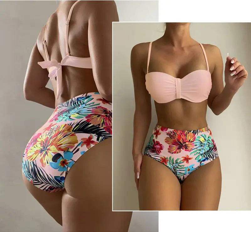 Floral Print Swimsuit - Spaghetti Strap Bikini & 2 Piece Swimsuits