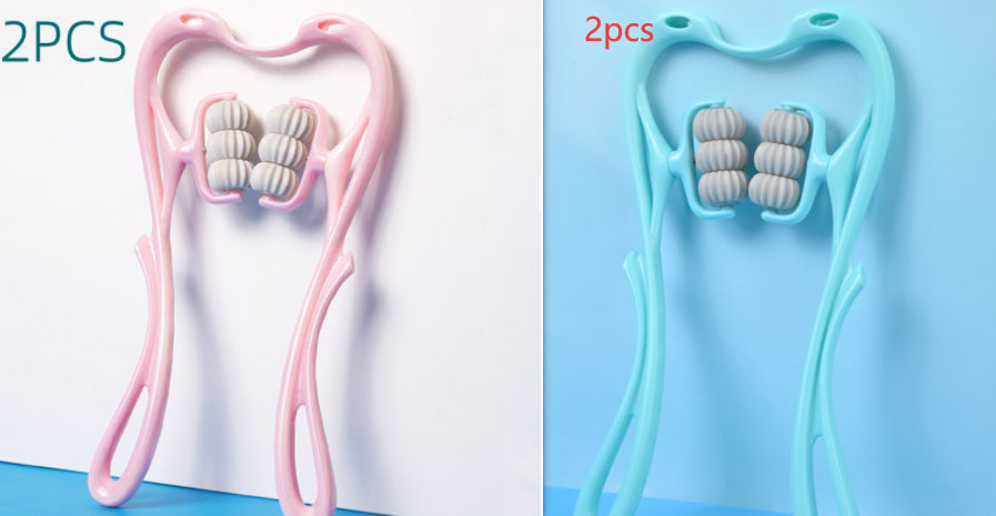 Multifunctional Manual Six-wheel Neck Massager Massage Relieve Roller Massage Tool - A set 2pcs