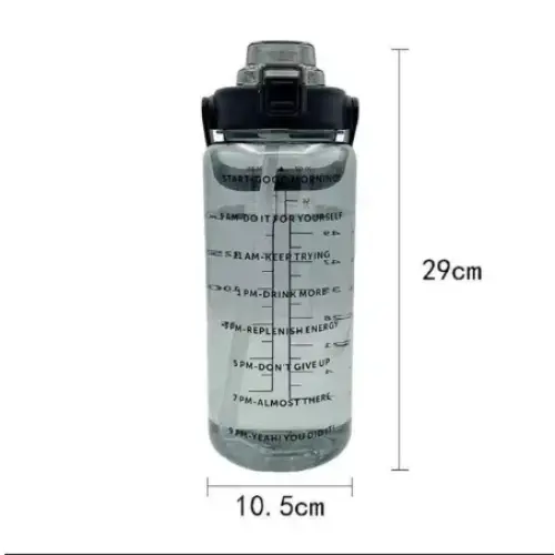 2L Water Bottle Portable Straw with Time Marker for Fitness