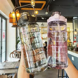 2L Water Bottle Portable Straw with Time Marker for Fitness