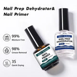 2pc 15ml Nail Primer & Nail Prep Dehydrator No Need Lamp to Dry Natural Dry Long Lasting Nail Art Functional Manicure