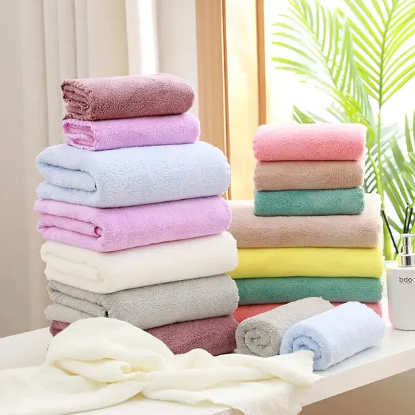 2pc bath towels coral velvet set for hotel spa