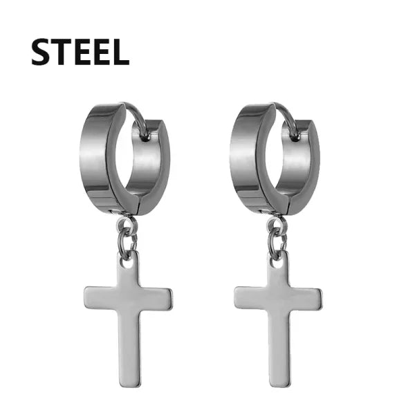 2pc Korean Fashion Stainless Steel Razor Blade Pendant Earrings – Punk Unisex Gothic Studs - type12