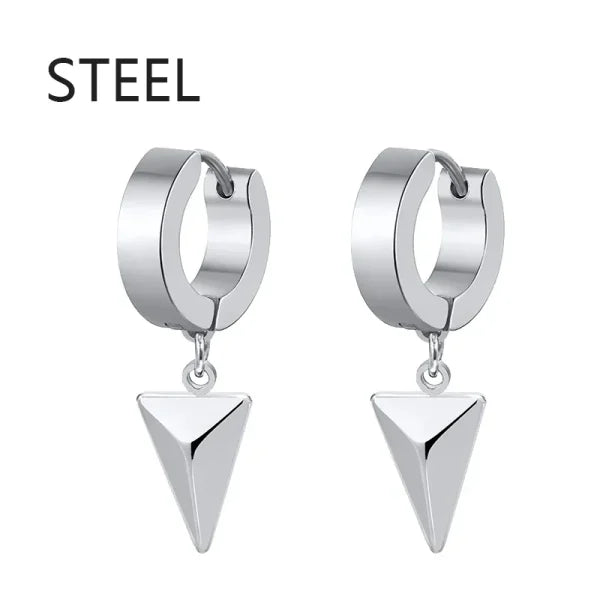 2pc Korean Fashion Stainless Steel Razor Blade Pendant Earrings – Punk Unisex Gothic Studs - Himpall