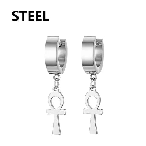 2pc Korean Fashion Stainless Steel Razor Blade Pendant Earrings – Punk Unisex Gothic Studs - type27