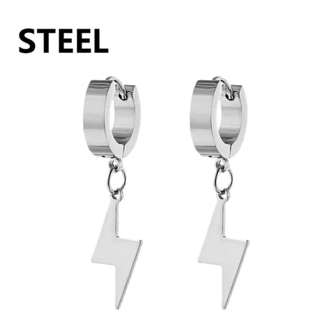 2pc Korean Fashion Stainless Steel Razor Blade Pendant Earrings – Punk Unisex Gothic Studs - type15