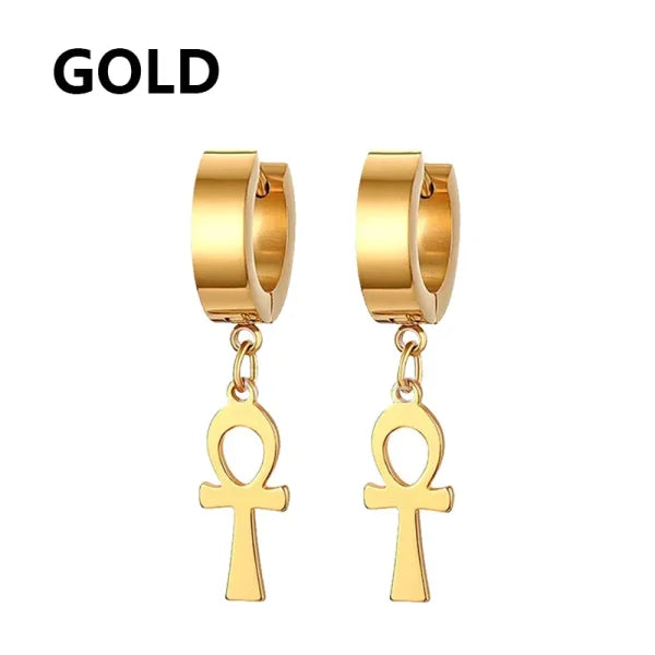 2pc Korean Fashion Stainless Steel Razor Blade Pendant Earrings – Punk Unisex Gothic Studs - Himpall