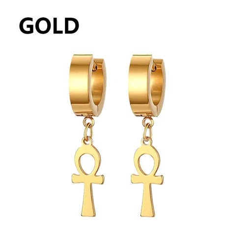 2pc Korean Fashion Stainless Steel Razor Blade Pendant Earrings – Punk Unisex Gothic Studs - type29