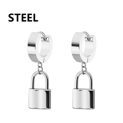2pc Korean Fashion Stainless Steel Razor Blade Pendant Earrings – Punk Unisex Gothic Studs - type24