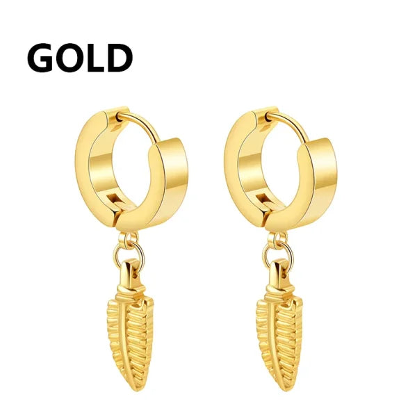 2pc Korean Fashion Stainless Steel Razor Blade Pendant Earrings – Punk Unisex Gothic Studs - Himpall