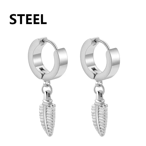 2pc Korean Fashion Stainless Steel Razor Blade Pendant Earrings – Punk Unisex Gothic Studs - Himpall