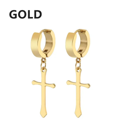 2pc Korean Fashion Stainless Steel Razor Blade Pendant Earrings – Punk Unisex Gothic Studs - type32