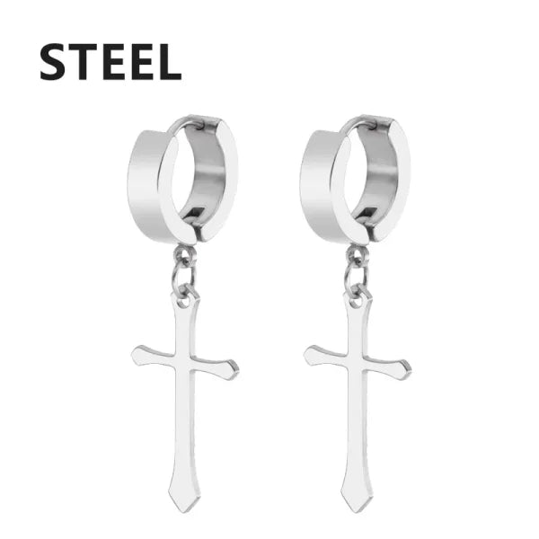 2pc Korean Fashion Stainless Steel Razor Blade Pendant Earrings – Punk Unisex Gothic Studs - Himpall