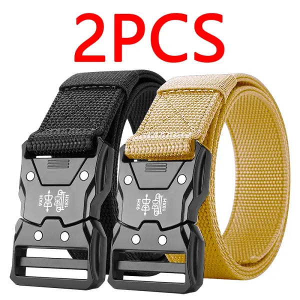 Tactical Waist Belt Automatic Buckle Durable Outdoor Adventures - 2PC B1 black kahki / 125cm