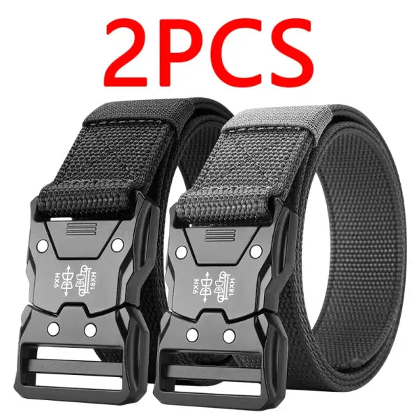 Tactical Waist Belt Automatic Buckle Durable Outdoor Adventures - 2PC B1 black gray / 125cm