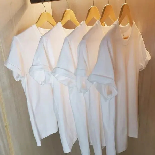 2PCS 100% Cotton T-Shirts – Unisex Solid Color Short Sleeve Loose Fit Round Neck Casual Tops