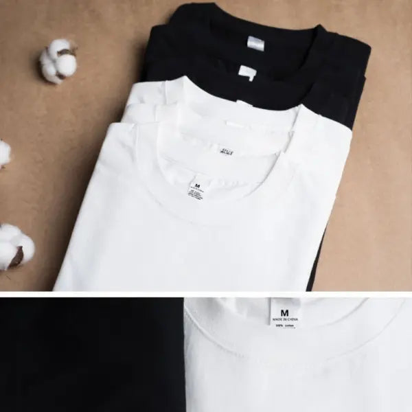 2PCS 100% Cotton T-Shirts – Unisex Solid Color Short Sleeve Loose Fit Round Neck Casual Tops