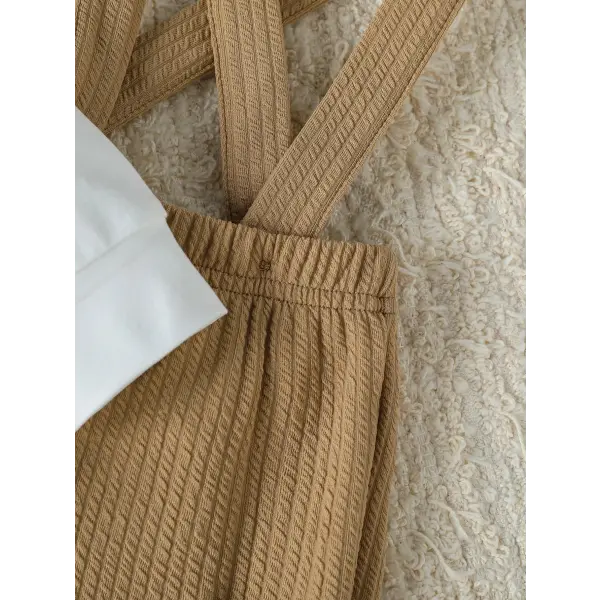 2PCS Baby Boys Autumn Outfit – Cute Long Sleeve Top with Bear & Button Jumpsuit Playsuit Set