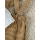 2PCS Baby Boys Autumn Outfit – Cute Long Sleeve Top with Bear & Button Jumpsuit Playsuit Set