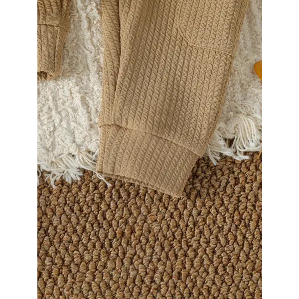 2PCS Baby Boys Autumn Outfit – Cute Long Sleeve Top with Bear & Button Jumpsuit Playsuit Set