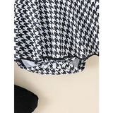 PCS Baby Girls Autumn Outfit – Cute Black Top Houndstooth Skirt & Hairband Set (0–1 Years)