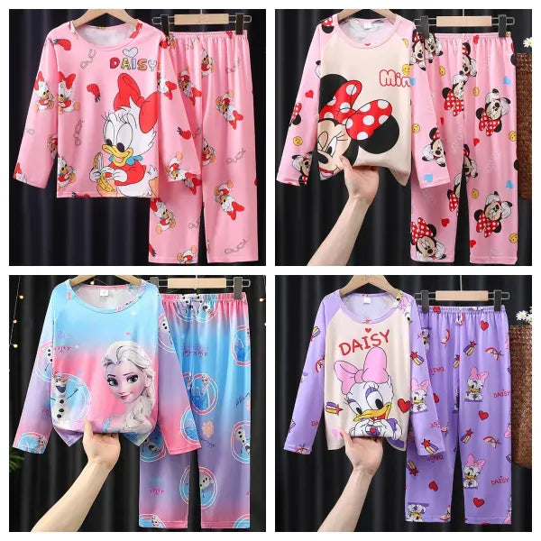 2pcs/set New Children Pyjamas Minnie Elsa Duck Cartoon Girls Sets Kid Home Wear boys and girls Travel Casual Sleepwear
