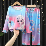 2pcs/set New Children Pyjamas Minnie Elsa Duck Cartoon Girls Sets Kid Home Wear boys and girls Travel Casual Sleepwear