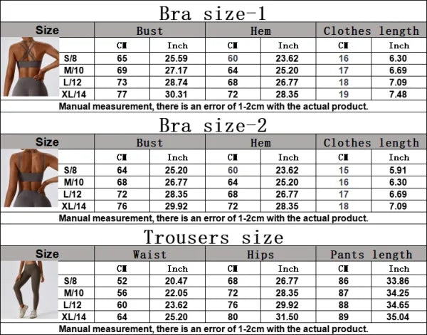 2PCS Women’s Nude Feel Yoga Set – Gym Sports Bra & Leggings Suit