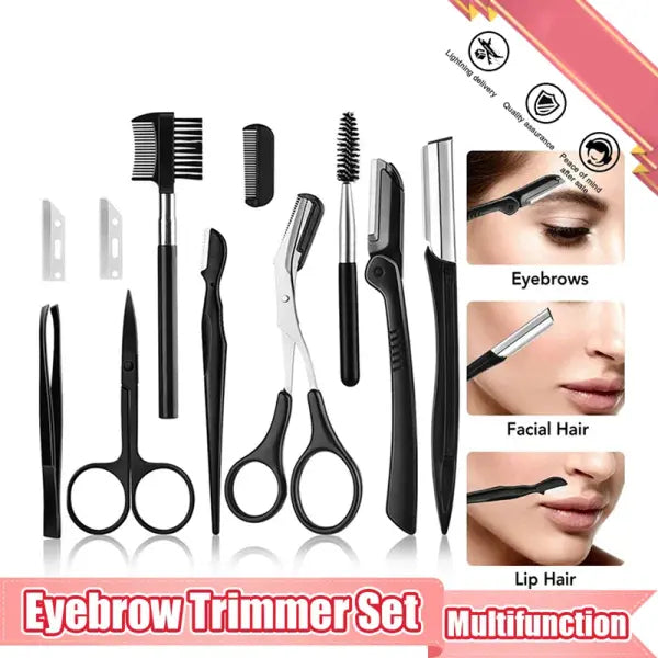 Eyebrow Trimmer Set Makeup Tools for Unisex (Stainless Steel) Professional Grooming