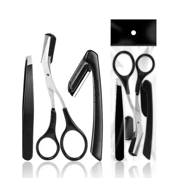 Eyebrow Trimmer Set Makeup Tools for Unisex (Stainless Steel) Professional Grooming - 3 in 1