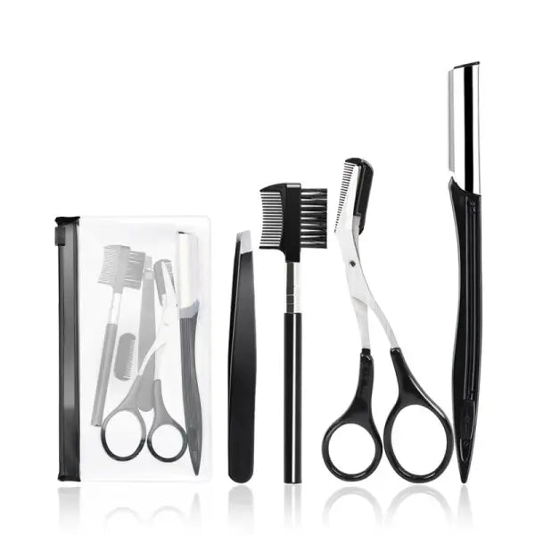 Eyebrow Trimmer Set Makeup Tools for Unisex (Stainless Steel) Professional Grooming - 4 in 1