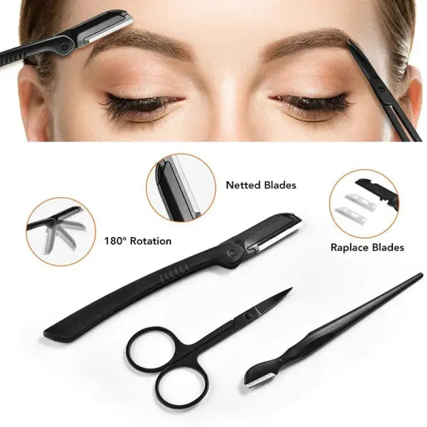 Eyebrow Trimmer Set Makeup Tools for Unisex (Stainless Steel) Professional Grooming
