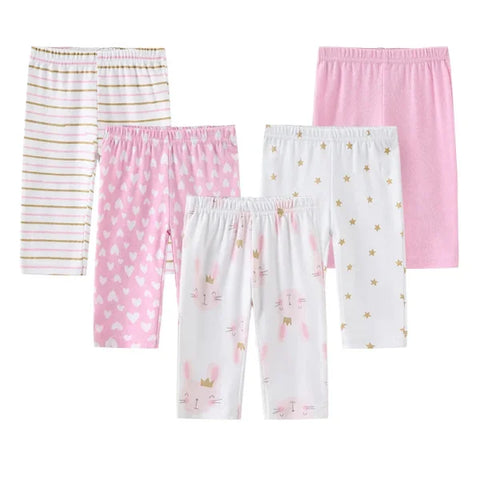 3/4/5PCS Newborn Baby Pants – 100% Cotton Cartoon Trousers for 0–24M - Himpall