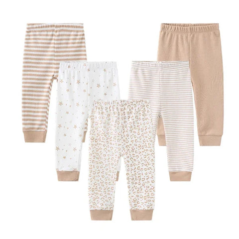 3/4/5PCS Newborn Baby Pants – 100% Cotton Cartoon Trousers for 0–24M - Himpall