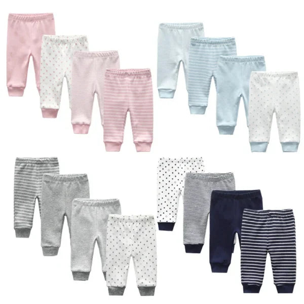 3/4/5PCS Newborn Baby Pants – 100% Cotton Cartoon Trousers for 0–24M - Himpall