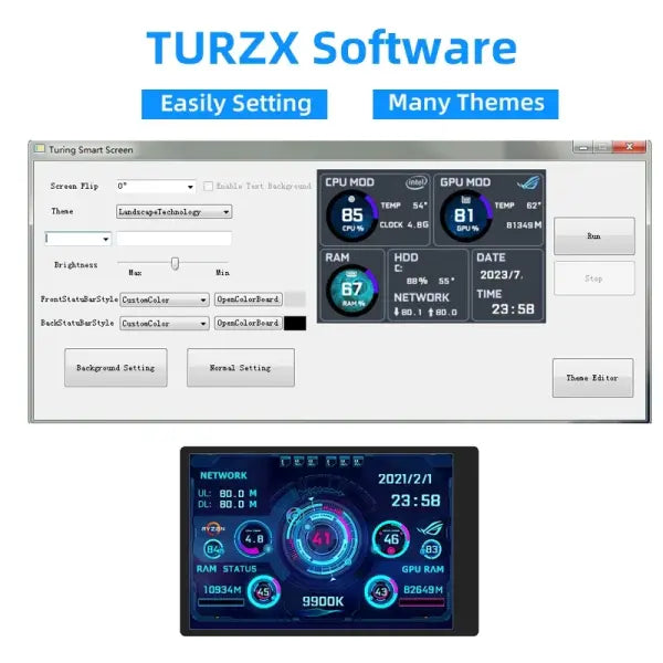 Turzx Software Type C Secondary 3.5 Inch Display for PC Monitoring
