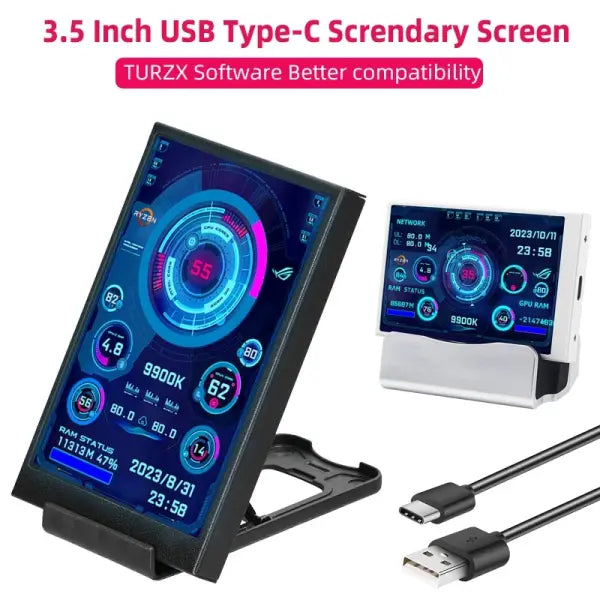 Turzx Software Type C Secondary 3.5 Inch Display for PC Monitoring