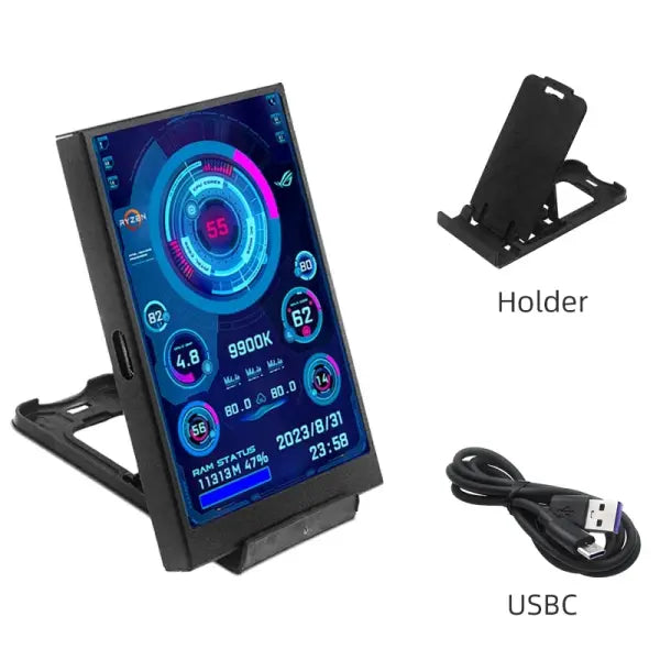 Turzx Software Type C Secondary 3.5 Inch Display for PC Monitoring - Black