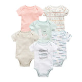 3/6PCS Baby Bodysuits – Cotton Short Sleeve Clothes for Newborn Boys & Girls 0–12 Months