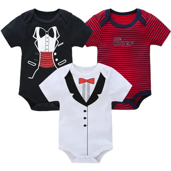 3/6PCS Baby Bodysuits – Cotton Short Sleeve Clothes for Newborn Boys & Girls 0–12 Months - HY2532 / 0-3M