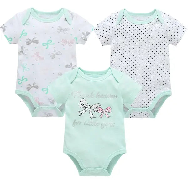 3/6PCS Baby Bodysuits – Cotton Short Sleeve Clothes for Newborn Boys & Girls 0–12 Months - HY2527 / 0-3M